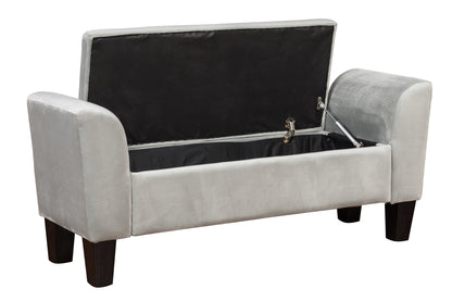 Mila Velvet Ottoman Bench with Storage - Gray