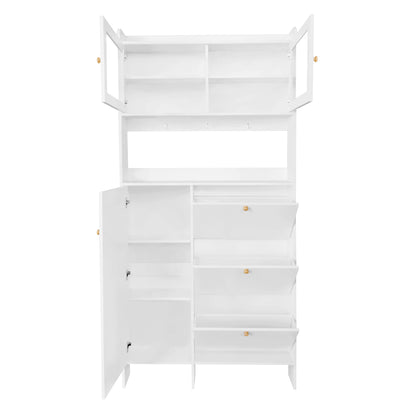 Felix III Shoe Cabinet with Open Storage Space - White