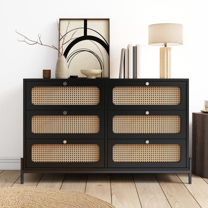 Priya Rattan Storage Cabinet - Black