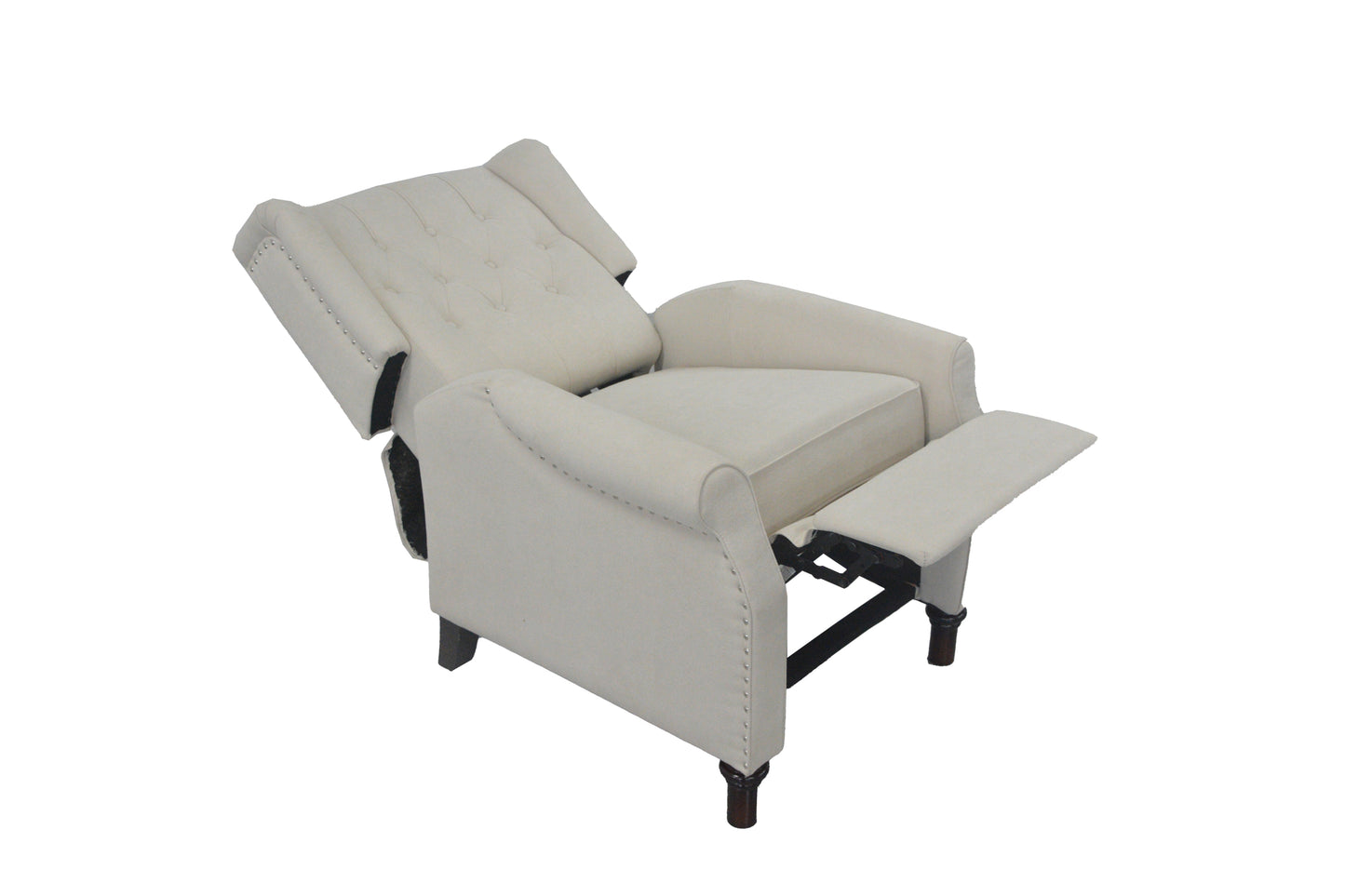 Mystic Fabric Reclining Armchair with Adjustable Back - Beige