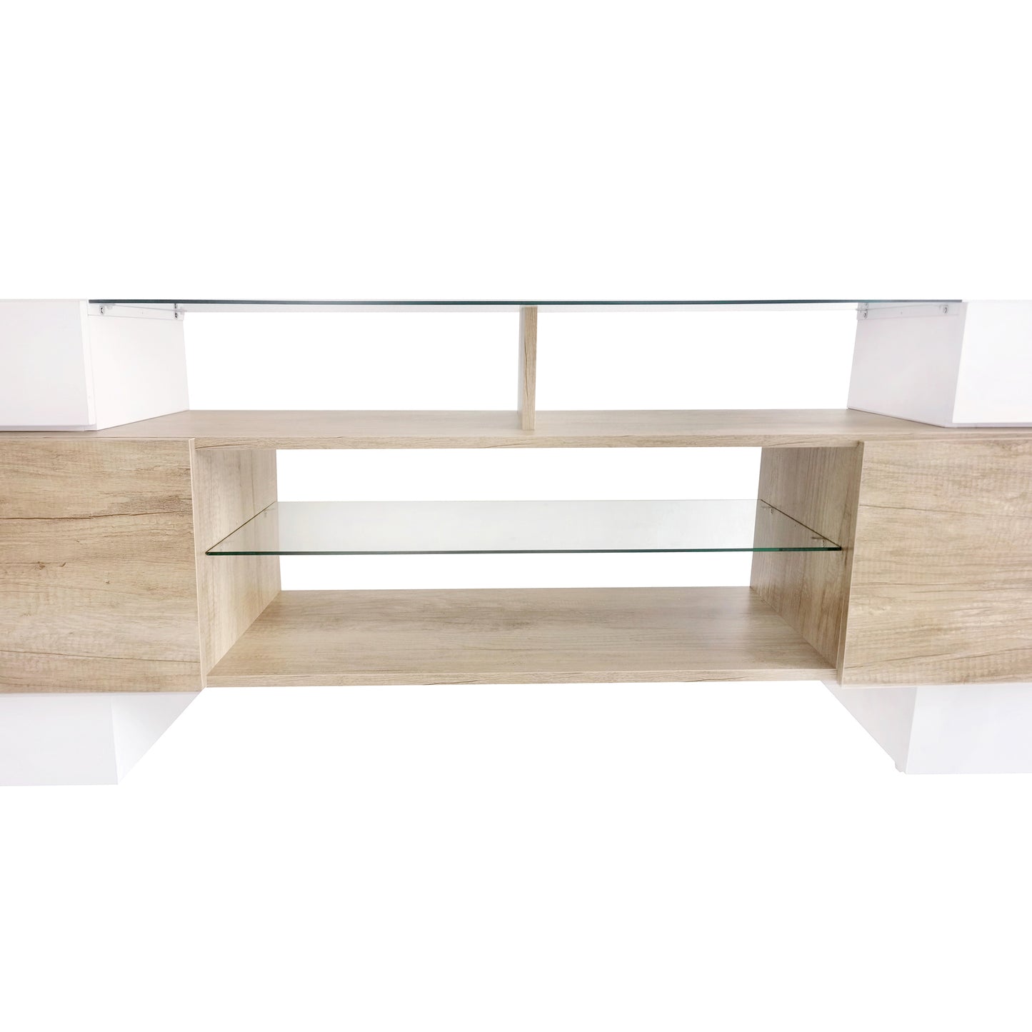 Trax TV Stand with 2 Illuminated Glass Shelves - Wood