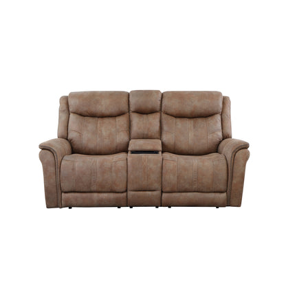 Lennox Console  Faux-Suede Loveseat - Camel