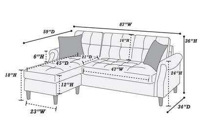 Carmen Corner Reversible Sectional Sofa - Gray