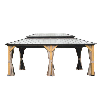 Shana 12 X 20 ft Hardtop Gazebo Outdoor Cedar Wood Frame  - Brown