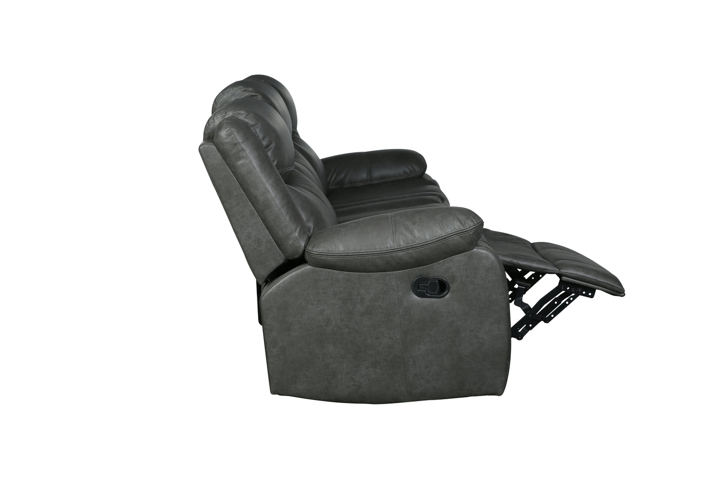 Noor Leather-Air Reclining Loveseat - Gray