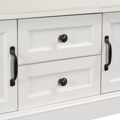 Stash Storage Bench with 2 Drawers and 2 Cabinets - White