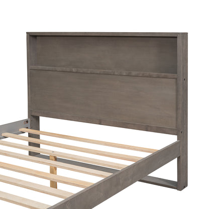 Mora Full Size Platform Bed Frame with Storage - Gray