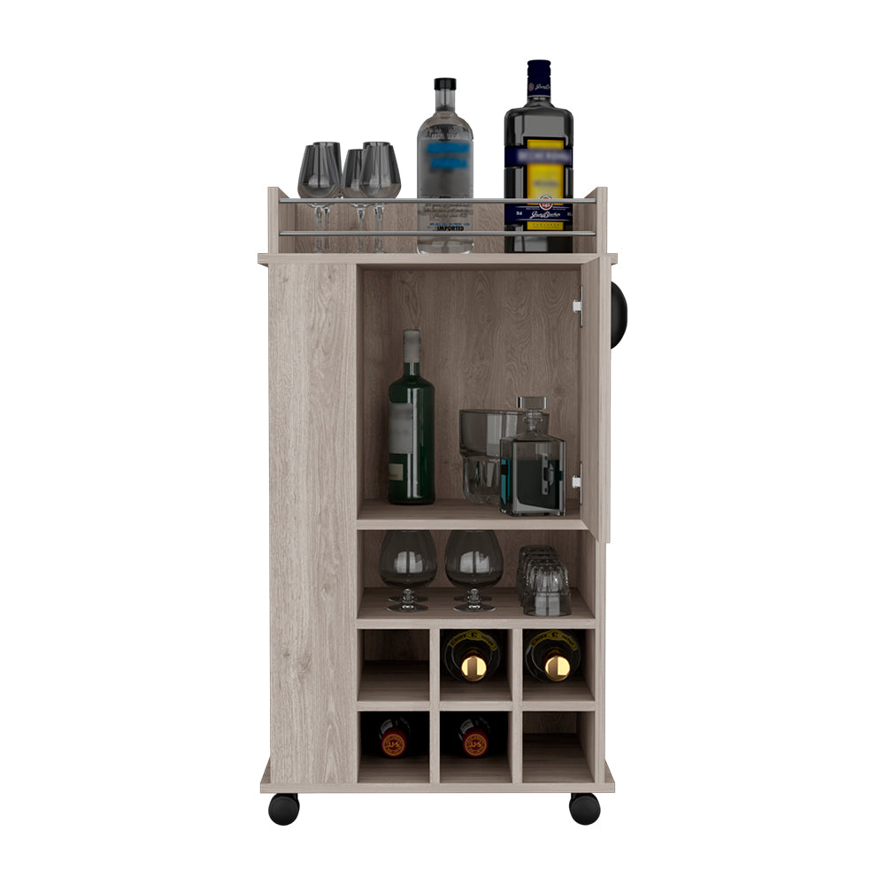 Six Wine Cubbies Bar Cart  - Natural