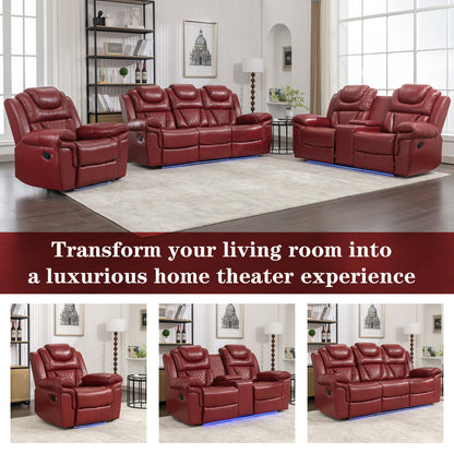 Milo 3 Pieces Recliner Sofa Sets - Red