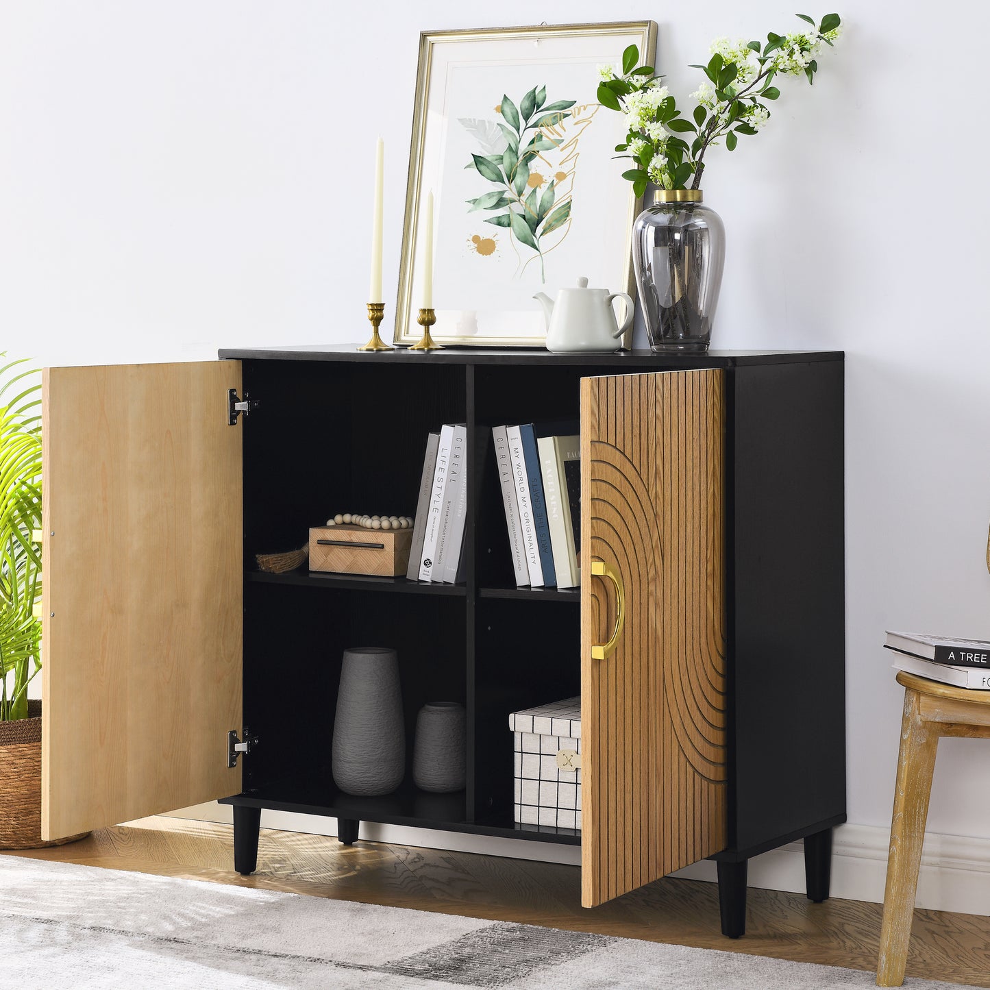 Vincent Storage Cabinet - Wood/Black