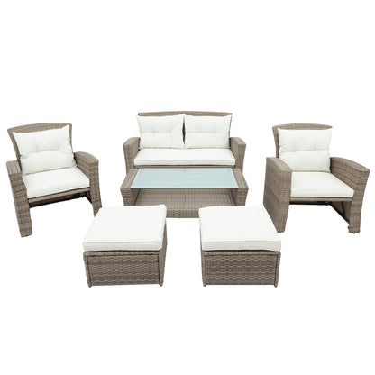 Liu 4 Pc Outdoor Patio Rattan Sectional Sofa Set - Beige