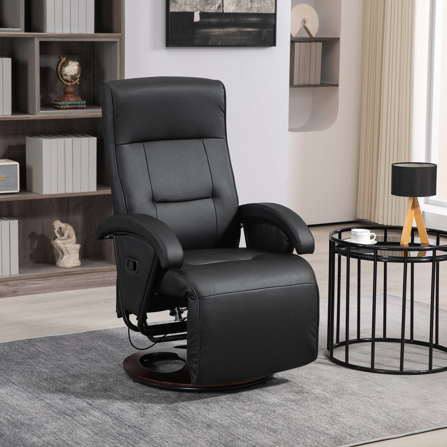 Alexia PU Recliner with Footrest - Black