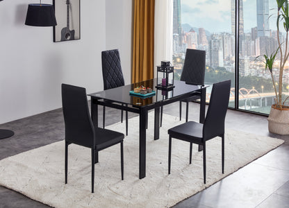 Emporium 5pc Dining Set Table 4x Side Chairs - Black