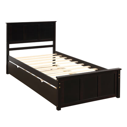 Iso Twin Size Platform Bed with Twin Size Trundle - Espresso