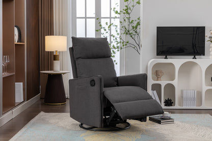 Cotton Linen Fabric Swivel Rocking Chair - Dark Gray