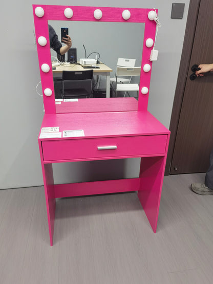 Auro Vanity Desk with Mirror & Light - Pink