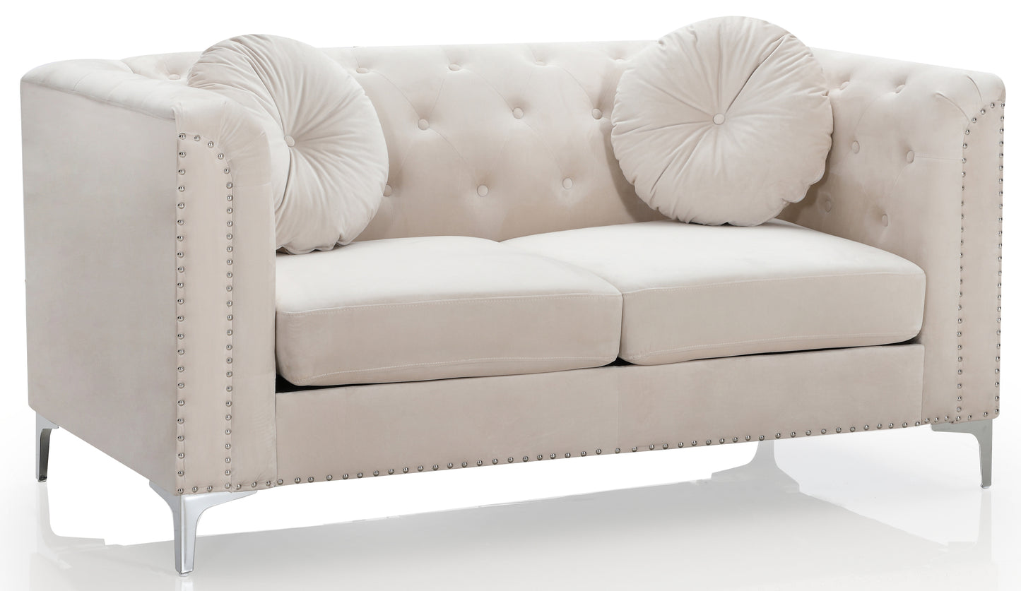 Vanessa Elegant Loveseat - Ivory