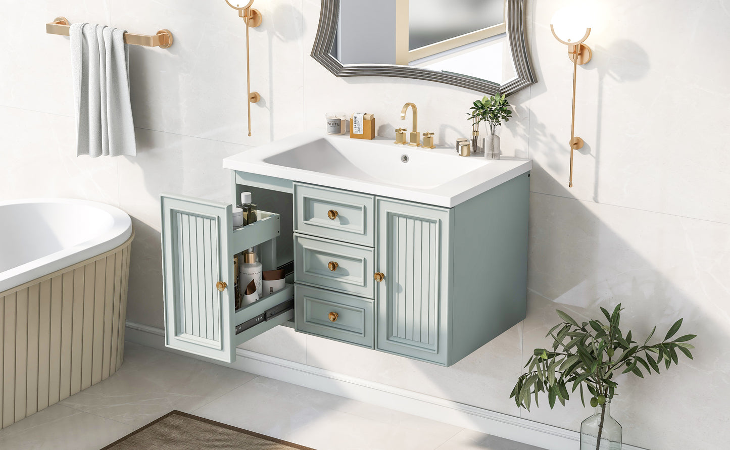 Greenwood Wall Mounted Bathroom Vanity