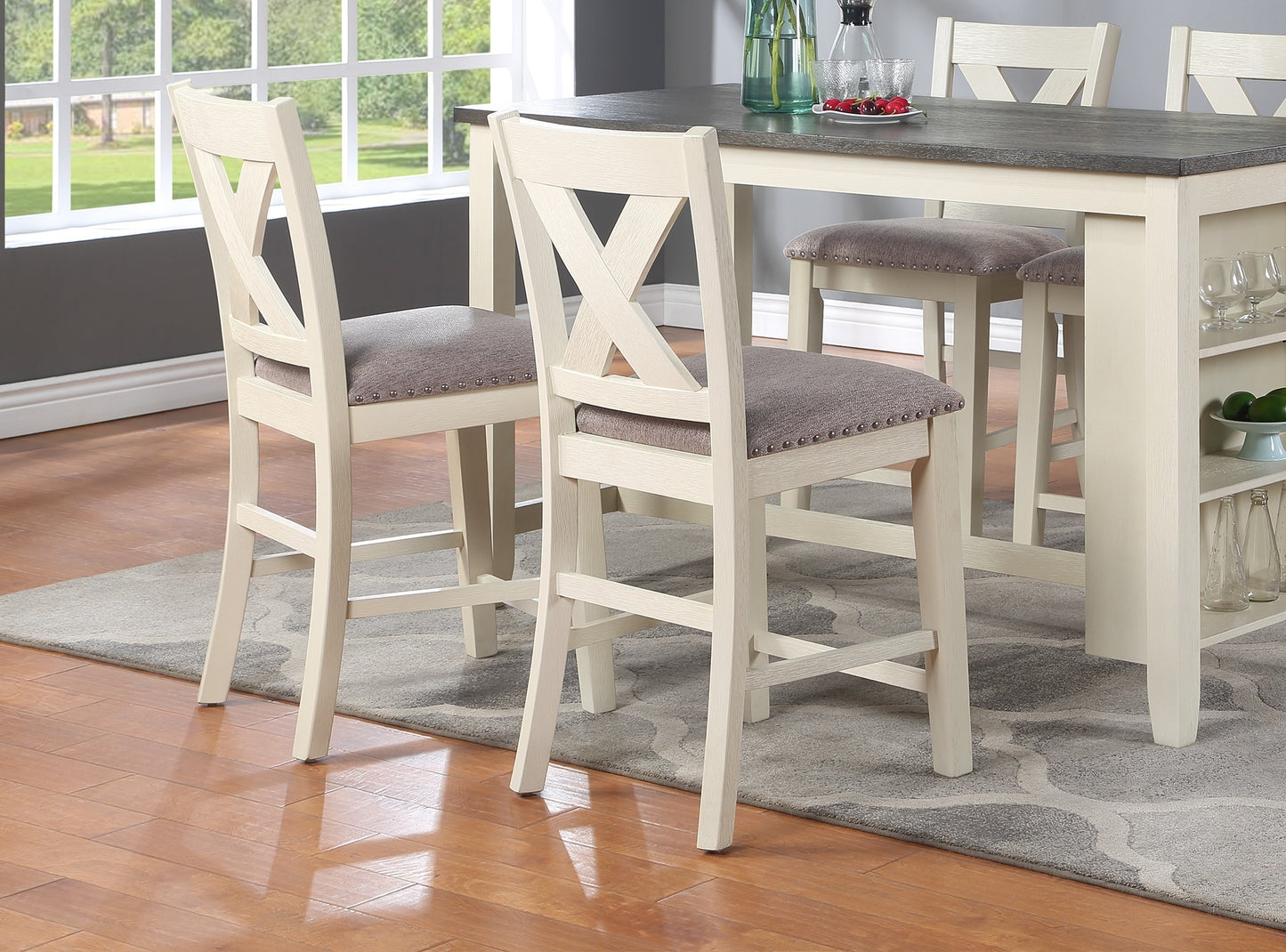 Sandy Counter Height Chairs (Set of 2) - Cream White