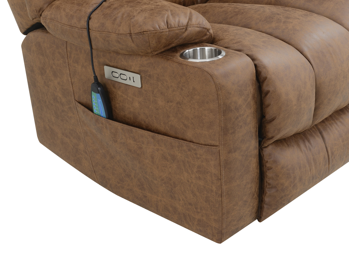 Omarion Power Recliner w/Lift, Heating & Massage - Brown