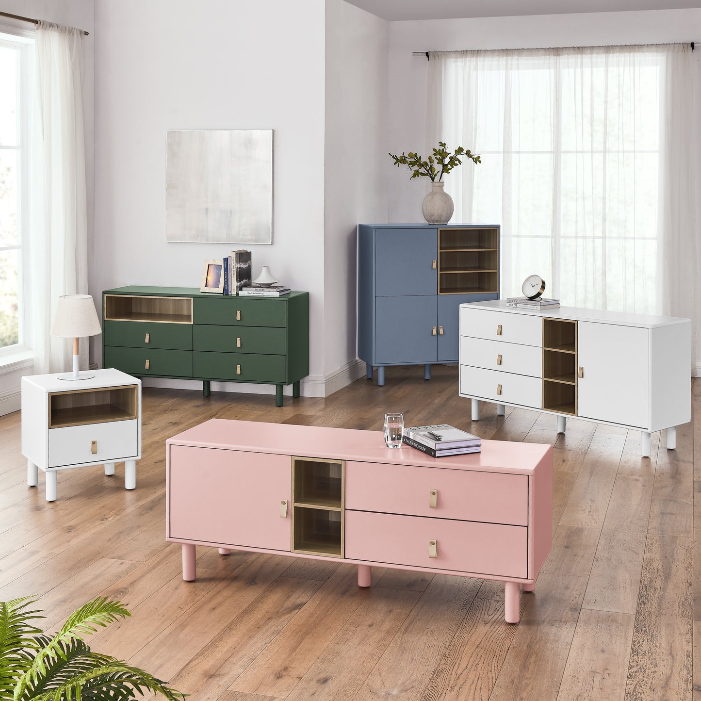 Giga Storage Wooden Cabinet - Pink