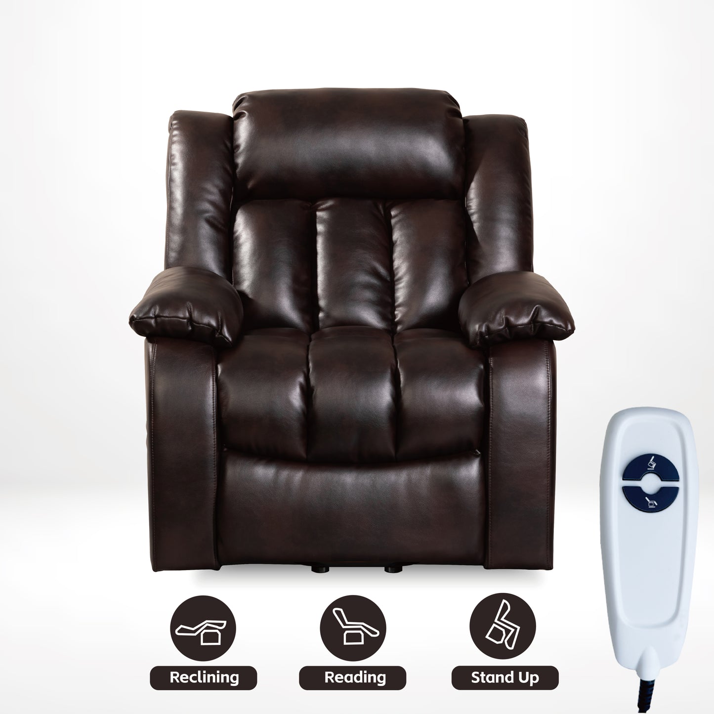 Trio Power Recliners Sofa - Red Brown