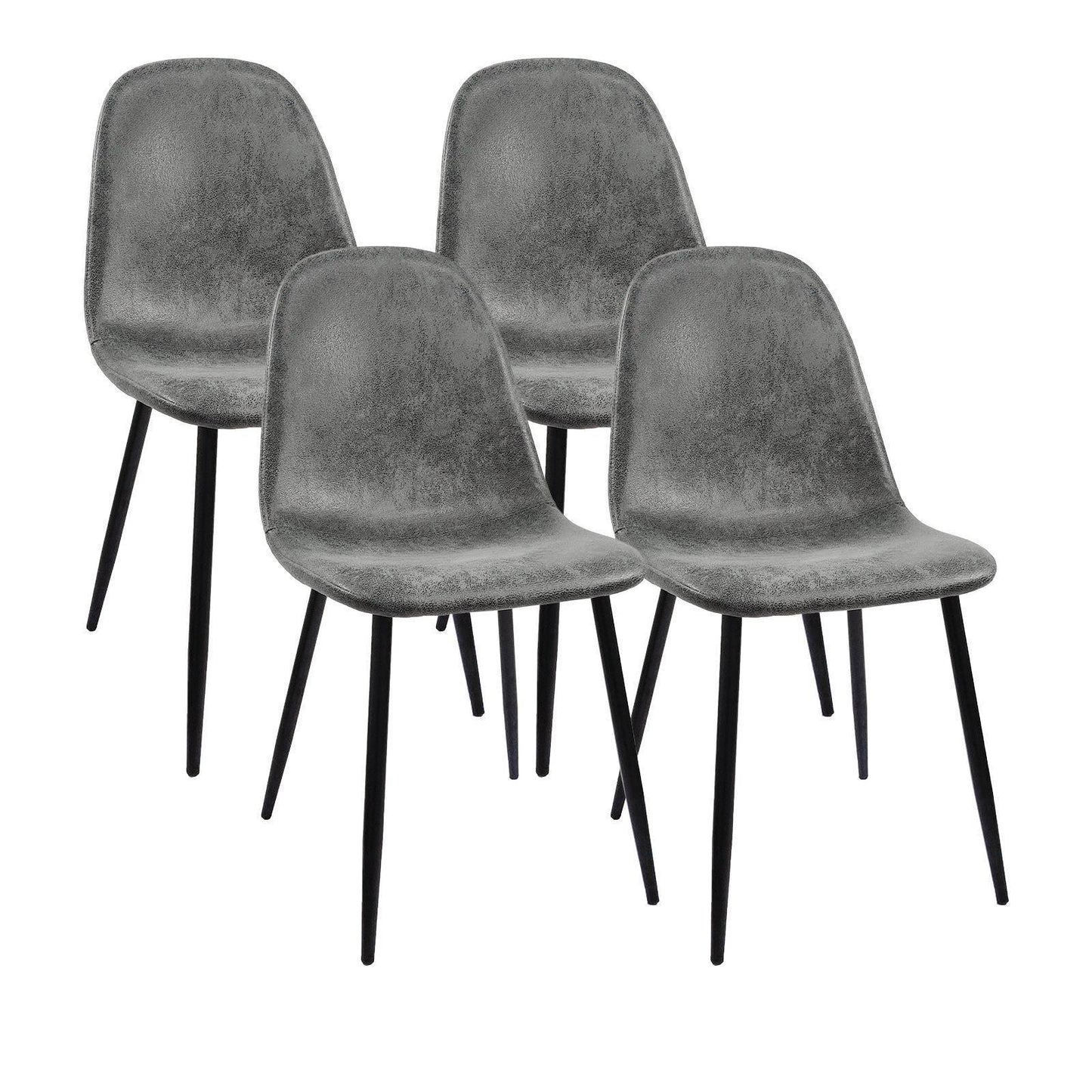 Ona II Suedette Dining Chairs with Black Metal Leg (Set of 2) - Gray