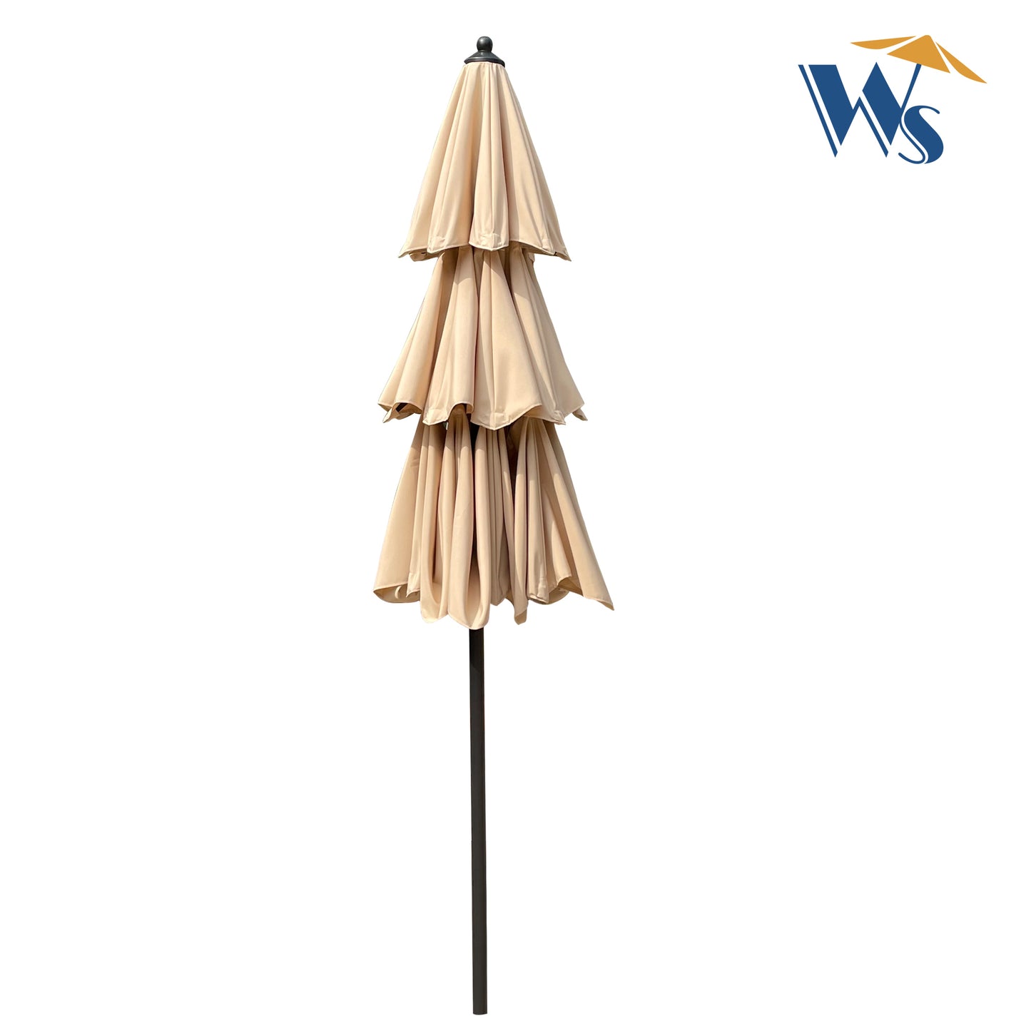 Zamora 9 ft 3-Tiers Outdoor Patio Umbrella with Crank  - Tan