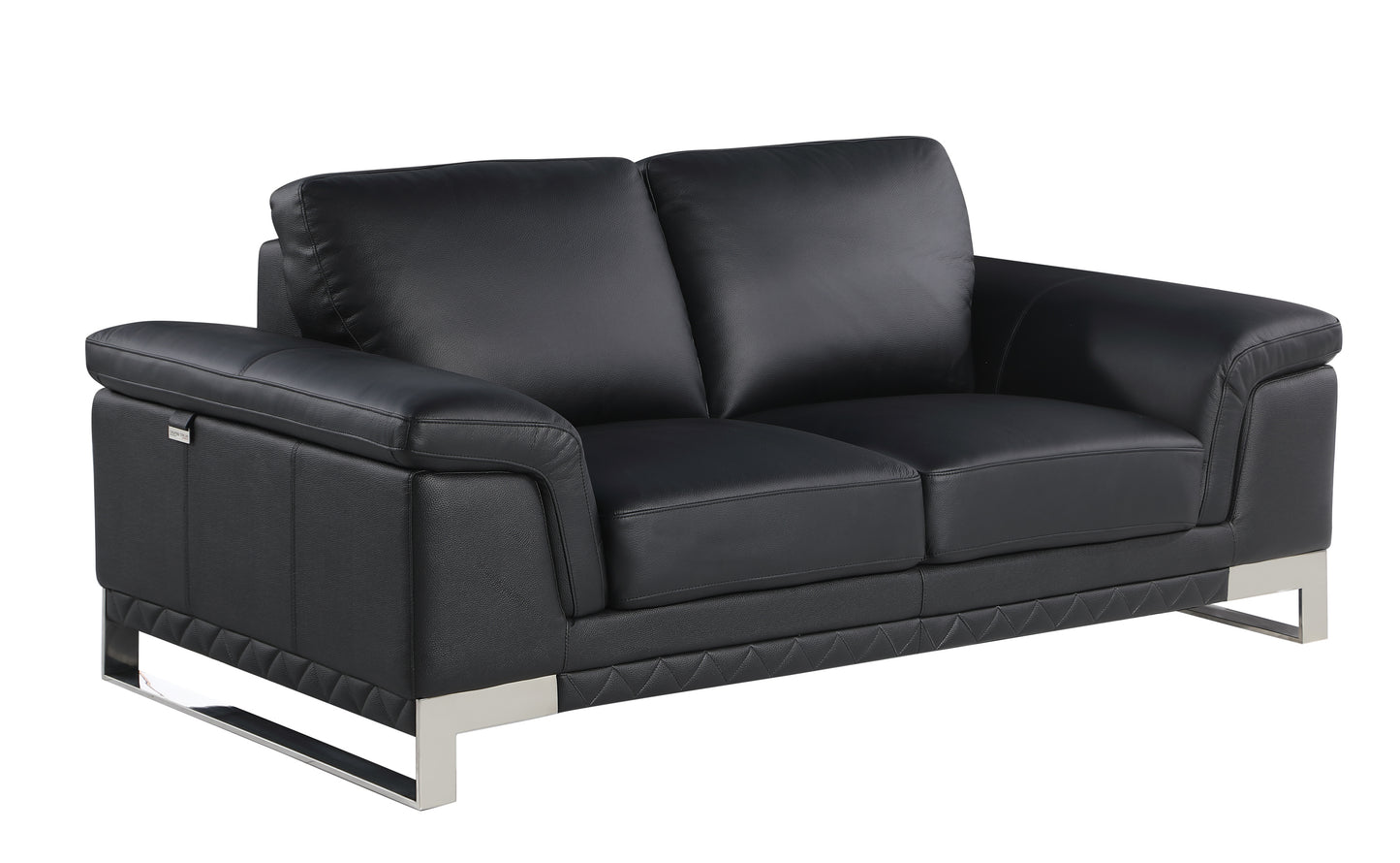 Jessi Top Grain Italian Leather Loveseat - Black