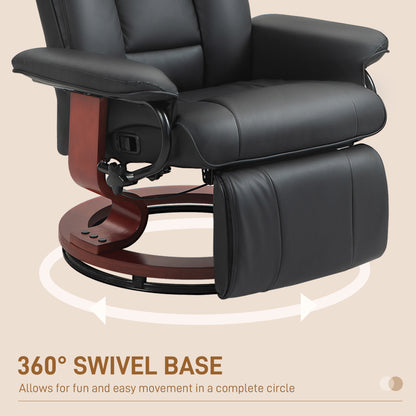 Evan Manual Swivel Recliner Chair with Footrest - Black