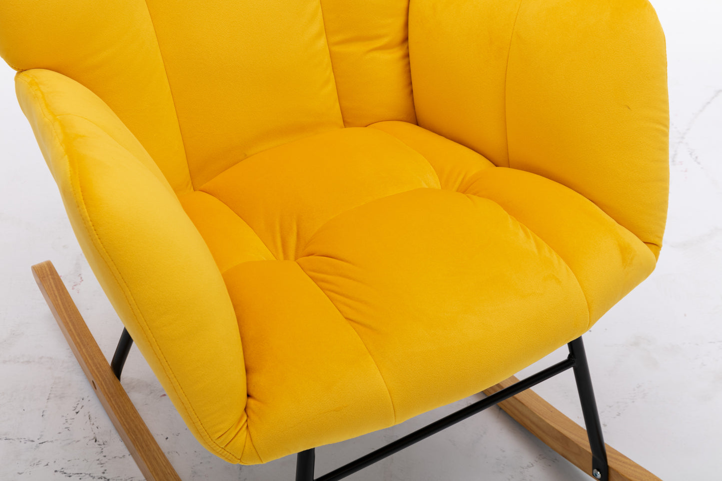 Noble Velvet Tufted Upholstered Rocking Chair - Yellow