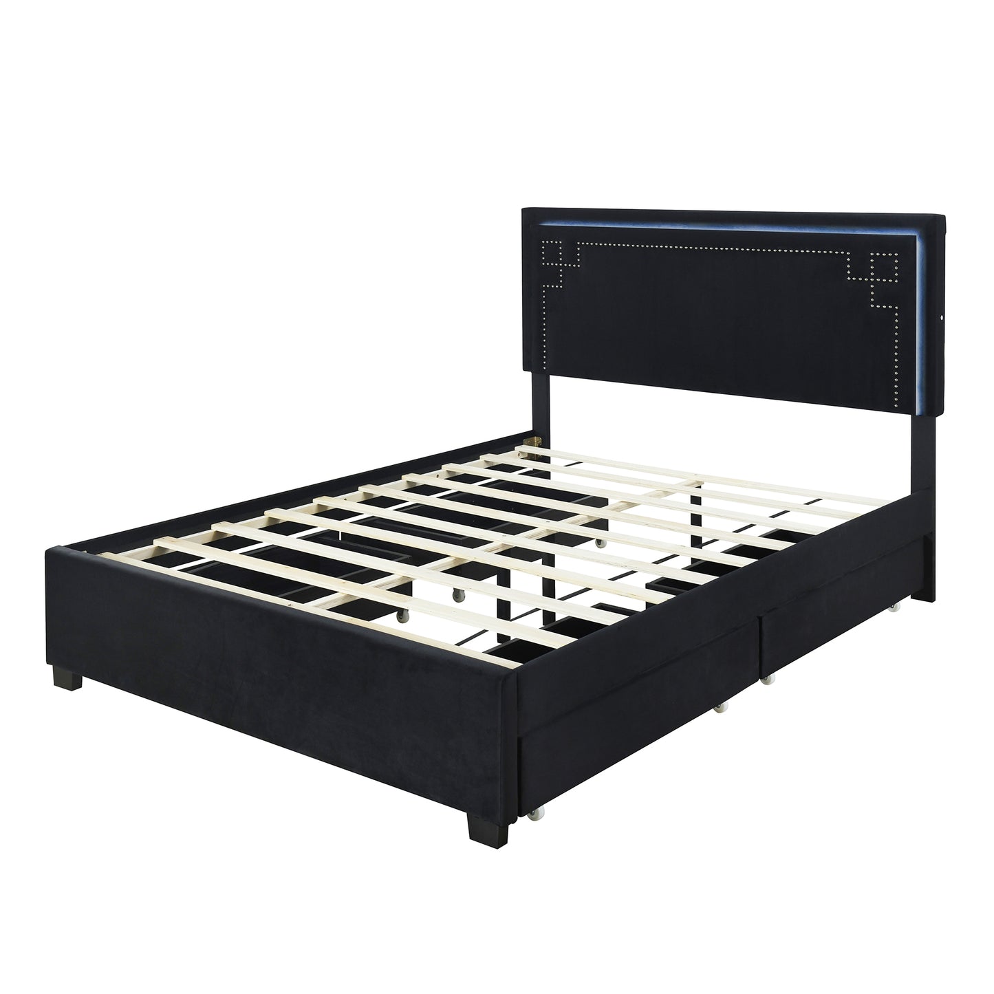 Omo Queen Size Upholstered Platform Bed - Black