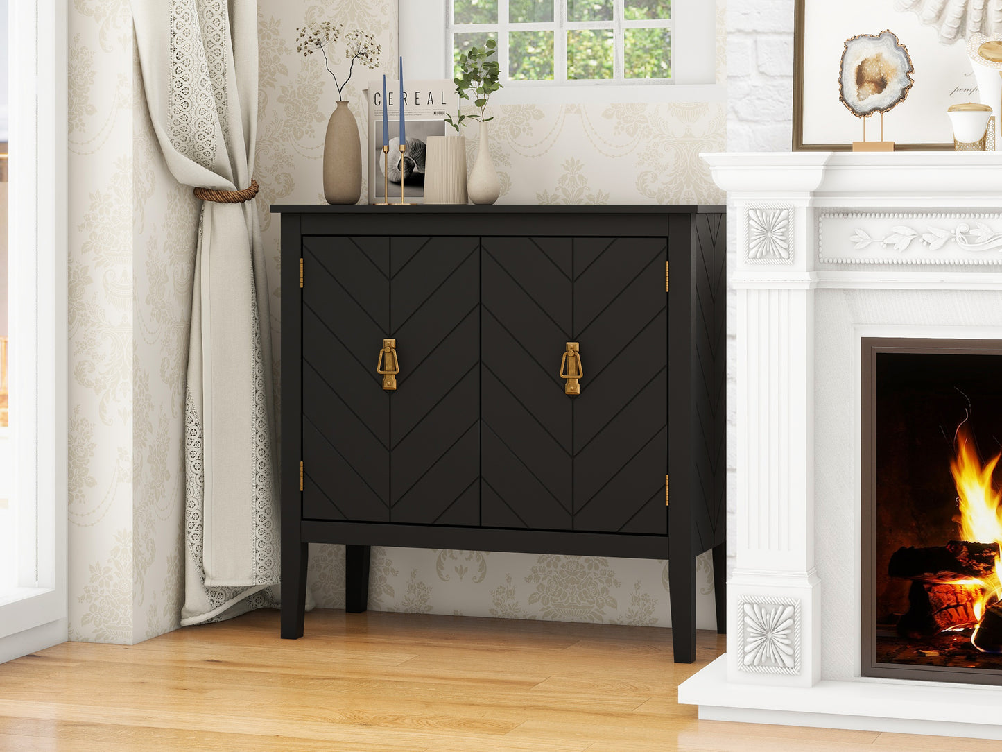 Aaron 2 Door Wooden Cabinets - Black