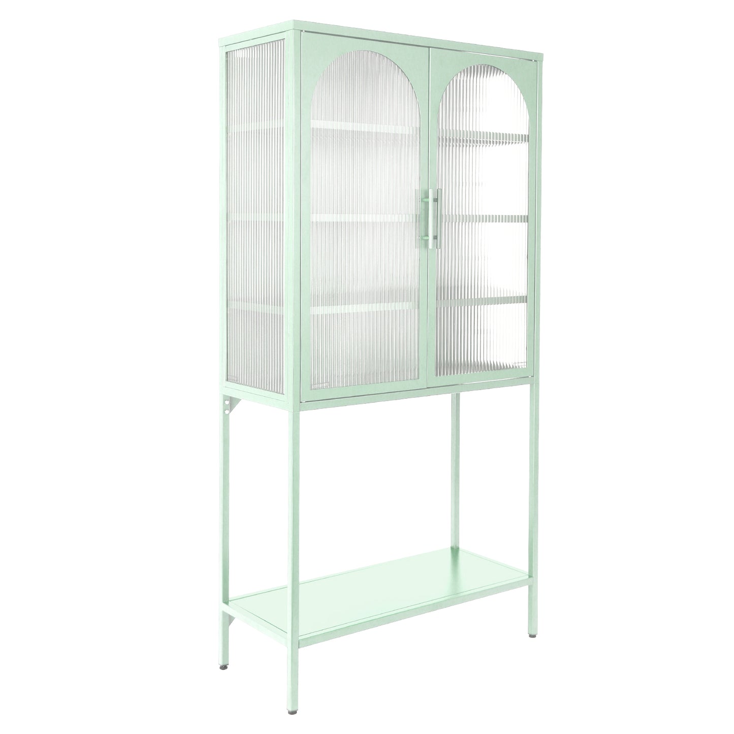 Arched II Glass Doors Floor Cabinet - Mint Green