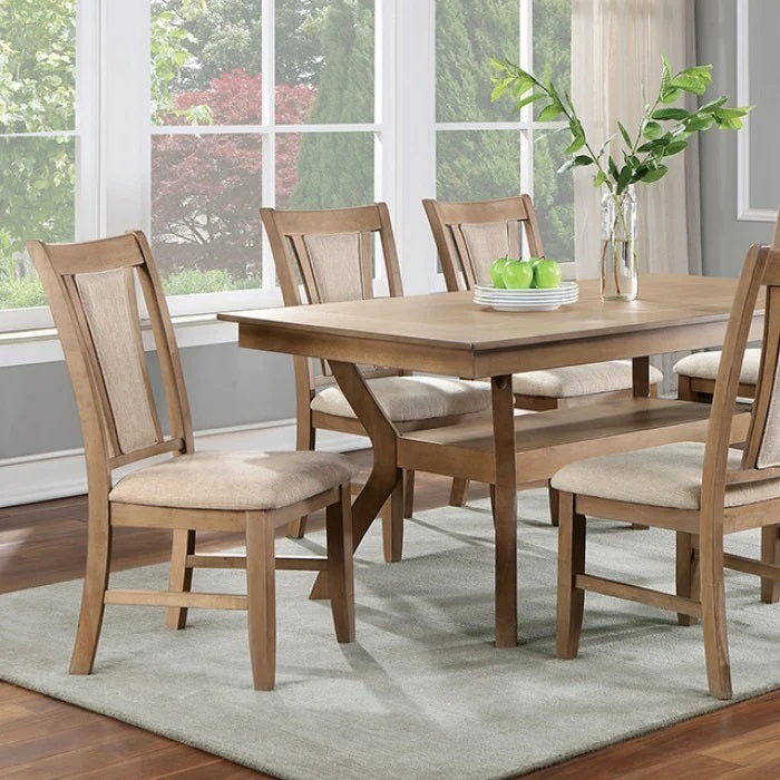 Tricia Wooden Dining Chair (Set of 2) - Natural+Beige