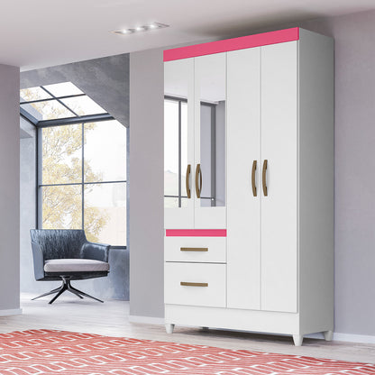 Wardrobe Madri - White Flex + Mirror