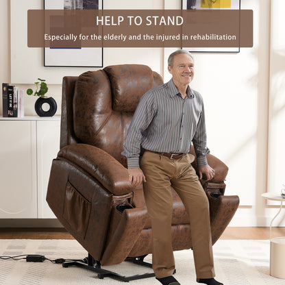 Rocha Power Lift Recliner Chair with Massage - Brown