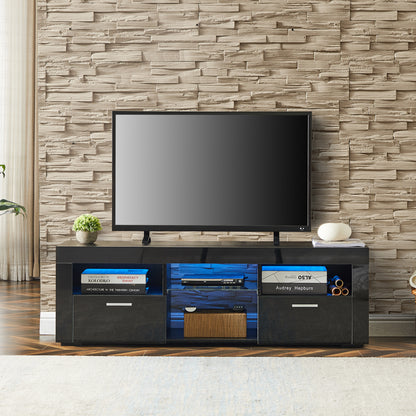 Ford TV Stand with LED Lights - Black