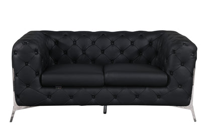 Devon Italian Leather Upholstered Loveseat - Black