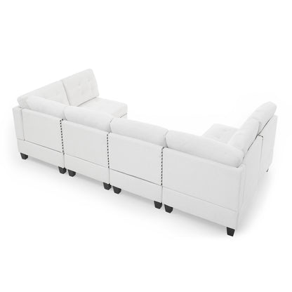 Molly Modular Sectional Sofa Four Single Chair and Two Corner - Ivory