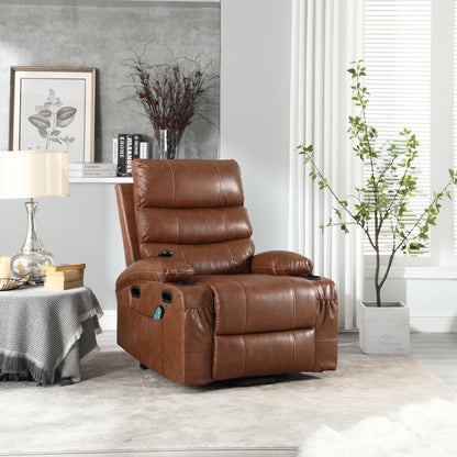 Elias Large Power Lift Recliner Chair with Massage - Brown