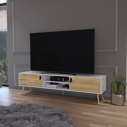 Adena II TV Stand - White/Macadamia