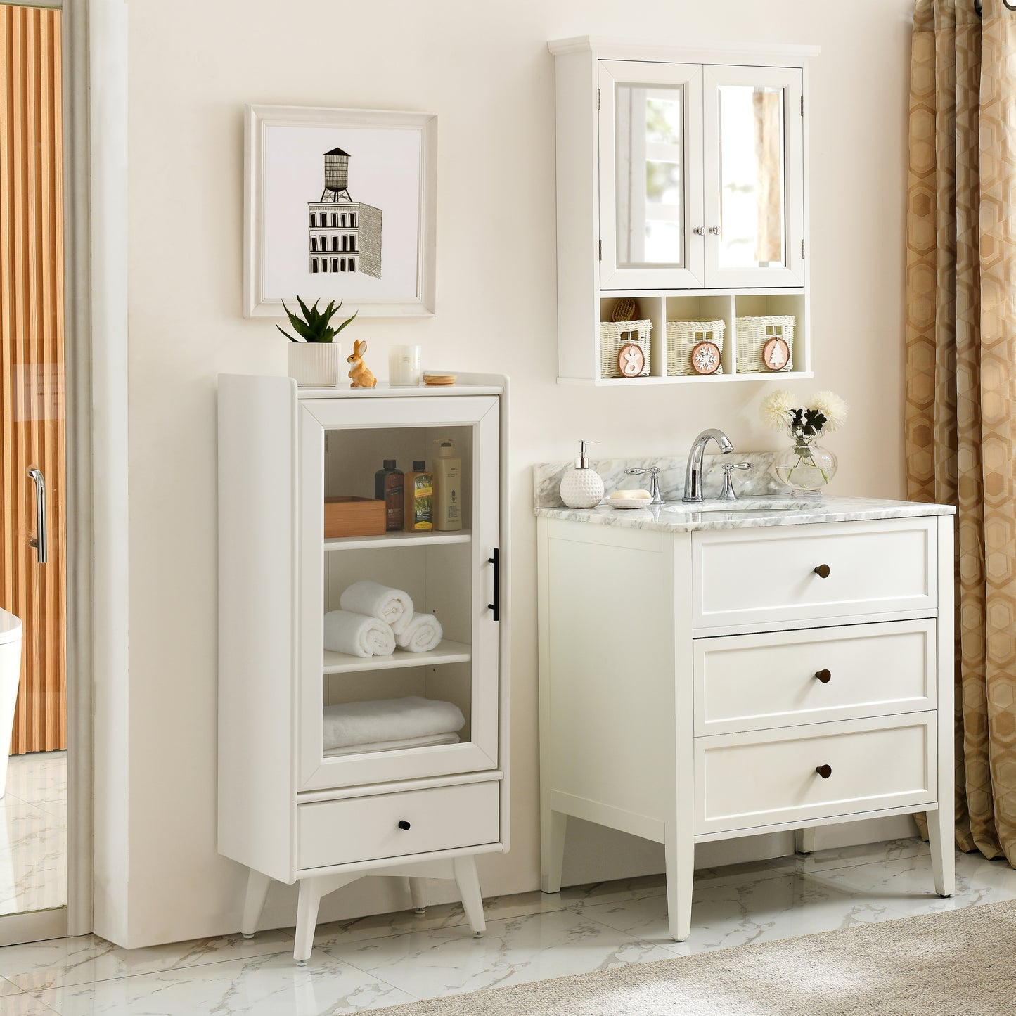 Warner Bathroom Storage Cabinet - White