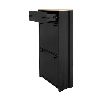 Summit Slim Shoe Cabinet With 4 Flip Drawers - Black