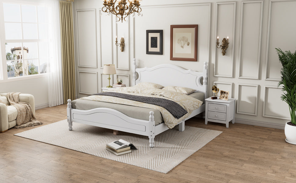 Quarto II Queen Size Wood Platform Bed Frame - White