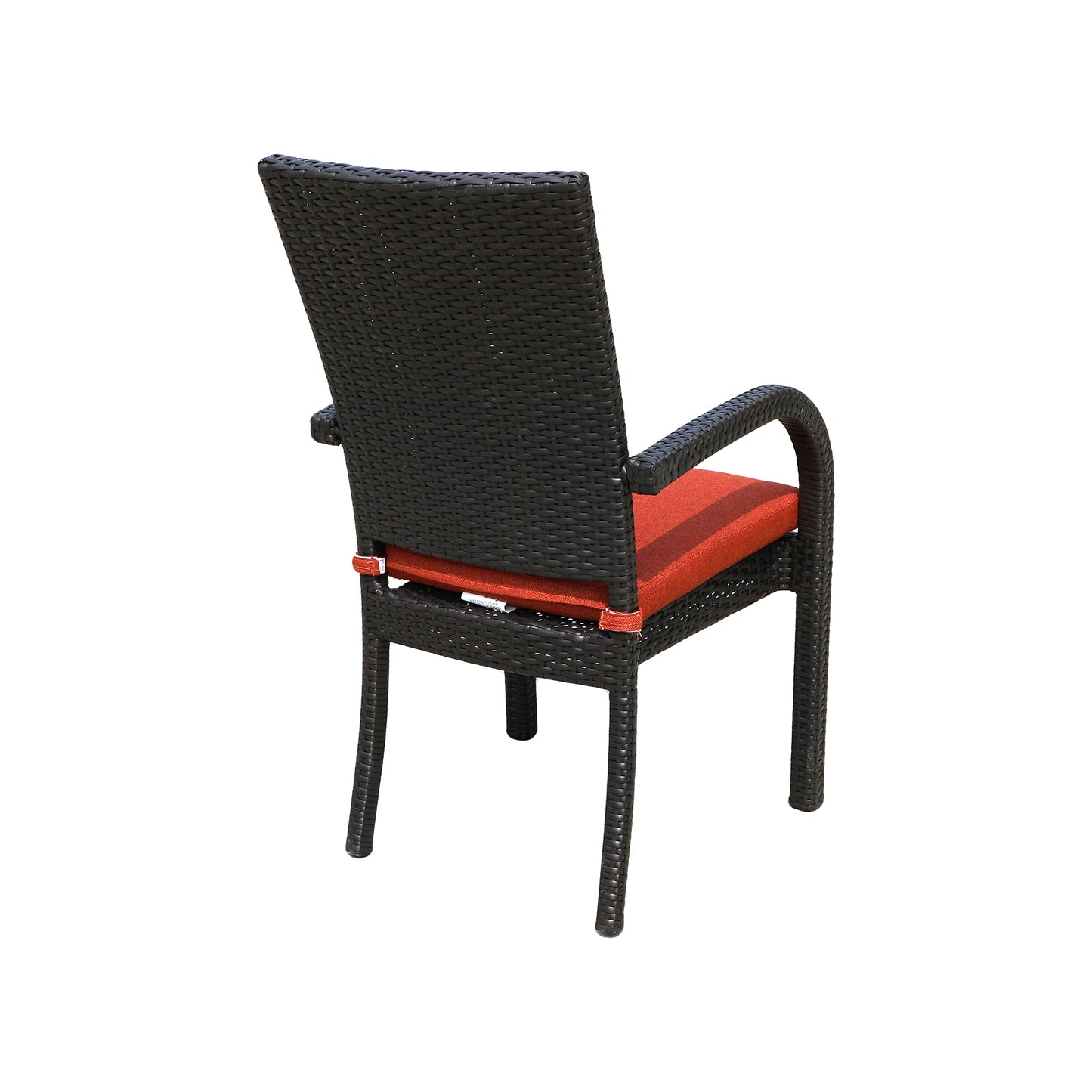 Aaron Outdoor Wicker Dining Chairs With Cushion (Set of 8) - Brown/Terracotta