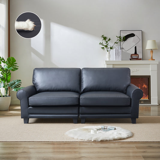 Santana Fabric Rolled Arm Loveseat - Black