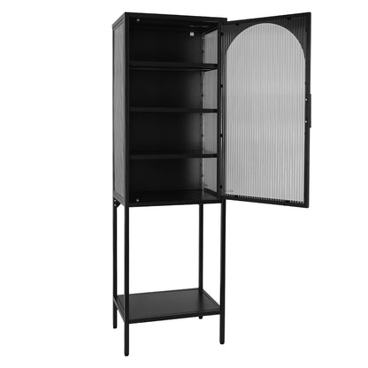 Tempered Glass High Cabinet - Black