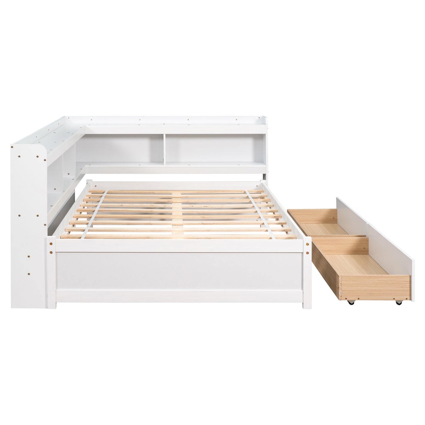 Parker Full Size Daybed with Bookcases -Drawers - White