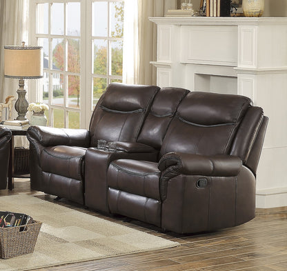 Asa Glider Recliner Loveseat w/ Storage - Dark Brown